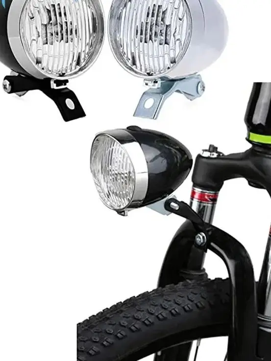 Retro Bicycle Headlight ABS Plastic Shell Classical Bike Light LED Bicycle Night Riding Front Lamp with Bracket Without Battery