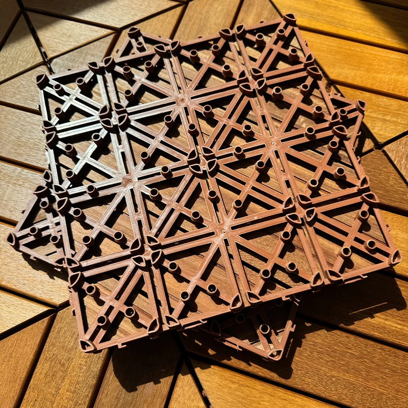 بلاط خارجي من خشب الساج ، مقاوم للماء والتتعفن ، سهل التركيب للحديقة والشرفة ، 11 روض