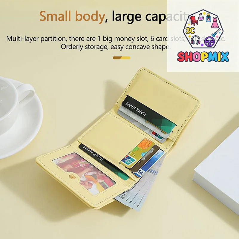 Women Cute Bear Wallets Triple Multi Functional Short Wallets Fold Card Holder Coin Purse Ladies Card Bag Clip Cartoon Bags