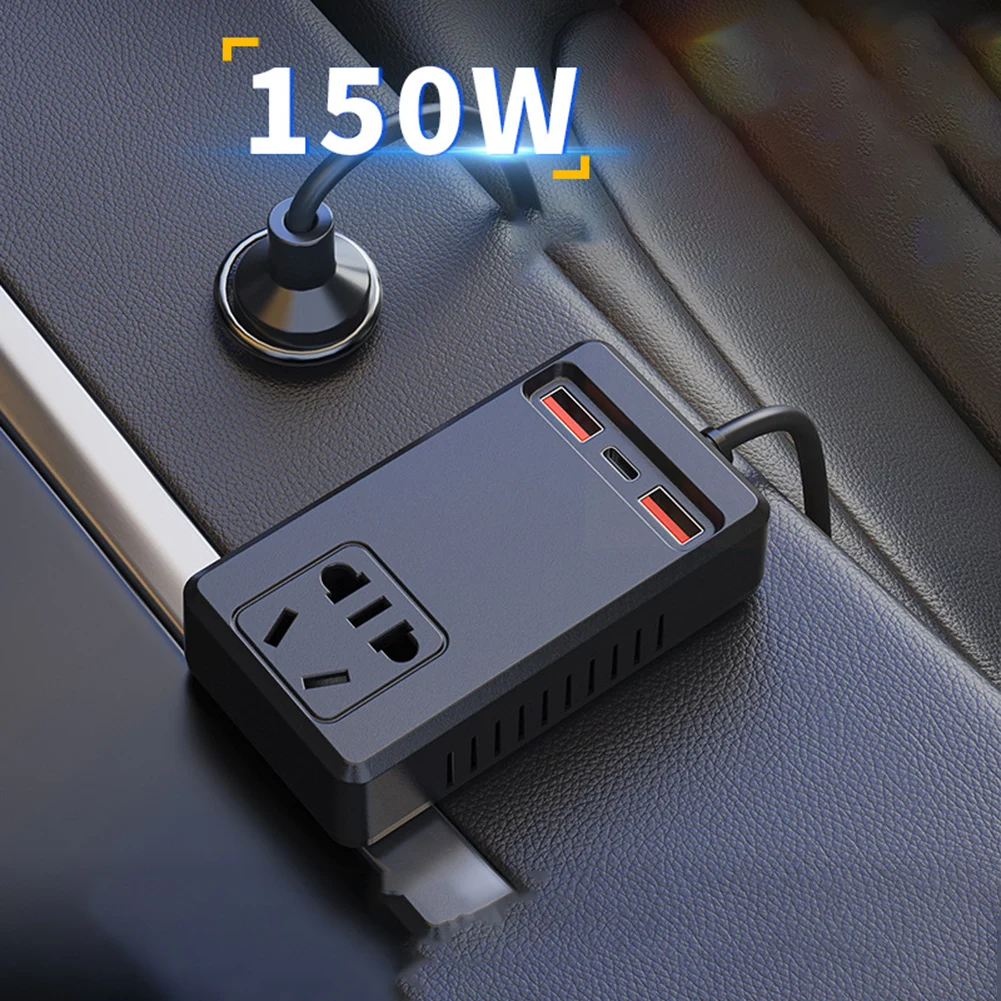 150w Car Power Converter 150W Inverter Portable Charger Family Road Trips Lightweight And Portable Multiple Device Charging