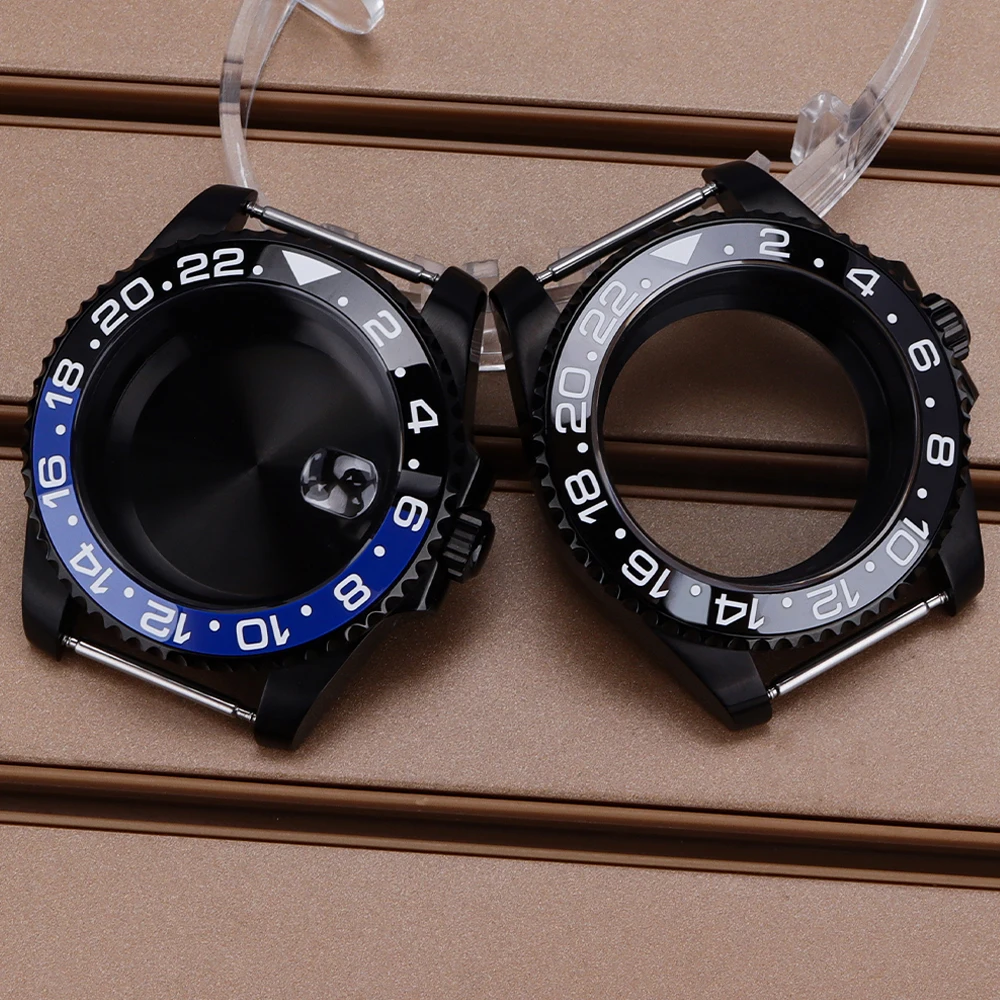 

NH35 40mm GMT High Quality Watch Case Ceramic Bezel Insert Sapphire Glass For NH35 NH36 NH38 NH34 Miyota 8215 ETA 2824 Movements