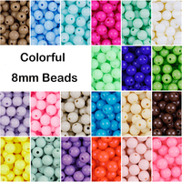 100pcs 8mm Round Acrylic Spaced Bead for Jewelry Making DIY Necklace Bracelets Christmas Gift R0117