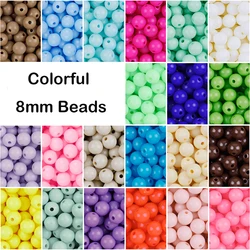 100pcs 8mm Round Acrylic Spaced Bead for Jewelry Making DIY Necklace Bracelets Christmas Gift R0117