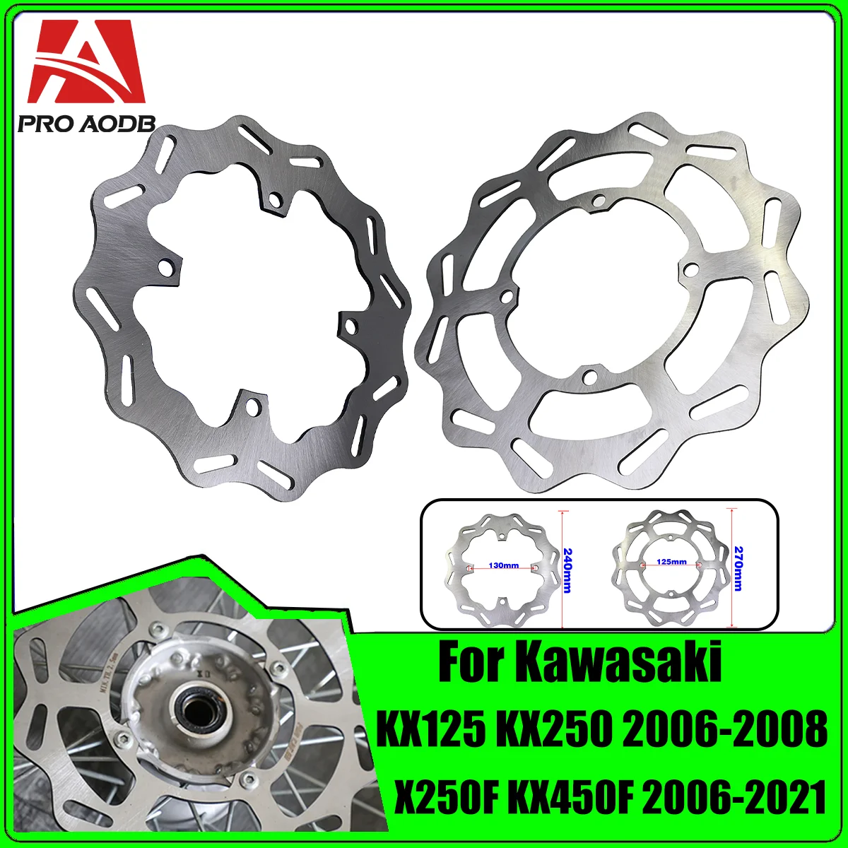 

270mm 240mm Motorcycle parts Front Rear Brake Disc Rotor Disk For Kawasaki KX125 KX250 KX250F KX450F KLX450R 2006-2021 Motocross