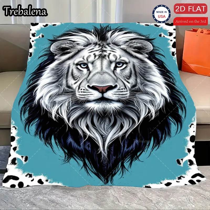 

Flannel Blanket-Soft Lightweight All-season Lion Face Print Soft Cozy Baby Blanket for Boys Girls Newborns