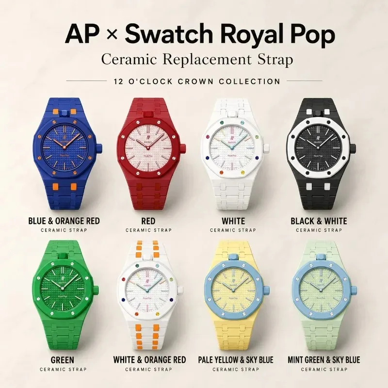 Upgrade Ceramic Modification Kit for Swatch X AP Royal Pop Modified Case Bioceramic Strap Two-Tone Solid Color Ceramic Texture