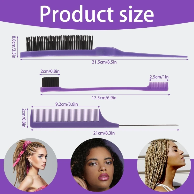 Juego Herramientas peinado para cabello versátiles, peine burla para varias ocasiones, envío directo, 3