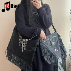 Y2K Gothic Women Girls Punk borse Harajuku Retro Claw nappa rivetto una spalla in pelle diagonale borsa a tracolla Totes fatti a mano