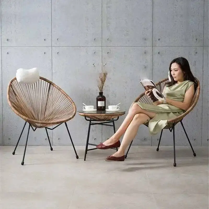 

Кресло для гостиной в скандинавском стиле, домашняя мебель, кресло для отдыха, плетеное кресло из ротанга, уличное кресло для балкона, кресло с подлокотниками и спинкой для балкона