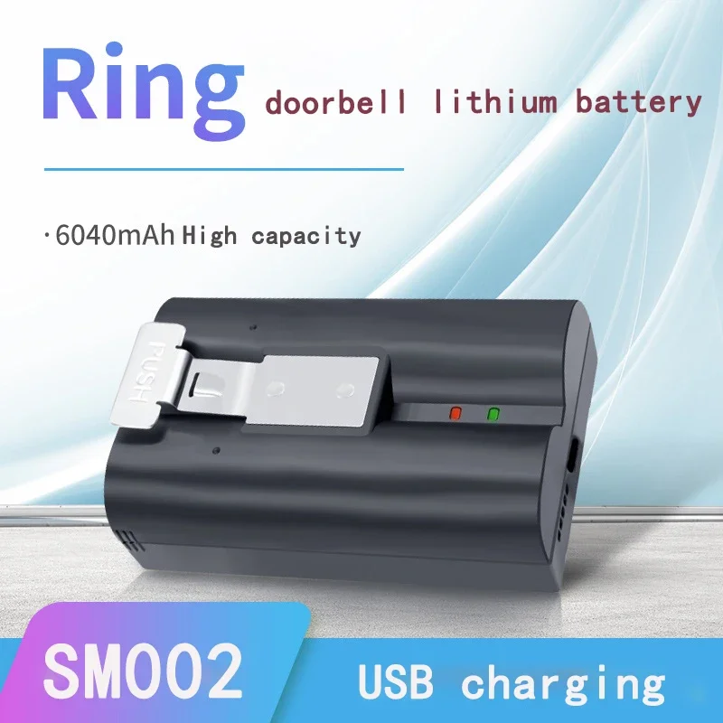 6040mAh Doorbell Ring Battery Pack,3.65V Li-Ion Battery for SM002 Cam Video Doorbell Compatible Battery 8AB1S7-0EN0 Ring