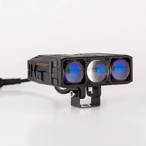 Imagen 2 del producto Luz LED superbrillante de 4,5 pulgadas con lente azul, blanco, amarillo, luz de trabajo con cabezal de conducción y ventilador de refrigeración para coche y motocicleta, 9-30V