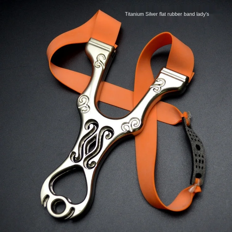 High-Strength Alloy Flat Rubber Band Slingshot Traditional Strong Slingshot Stainless Steel Slingshot Catapult