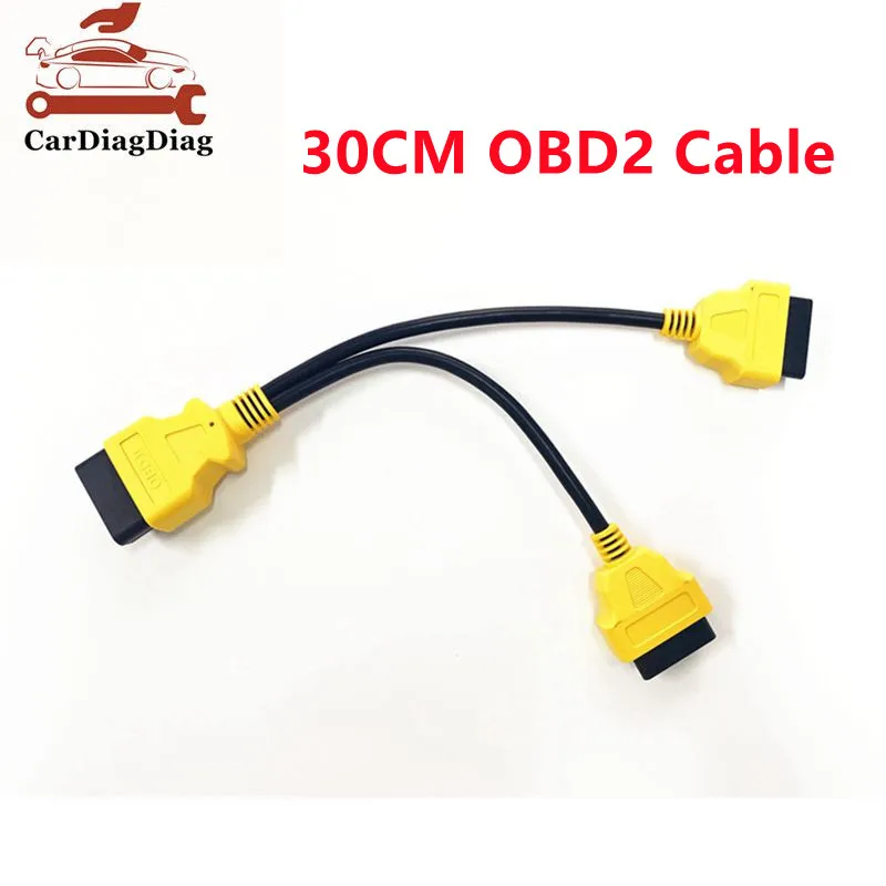 Free Shipping 16Pin 30CM OBD2 Connector 1-2 Splitter Male to Dual Female 30 CM Car OBD 2 Extension Cable