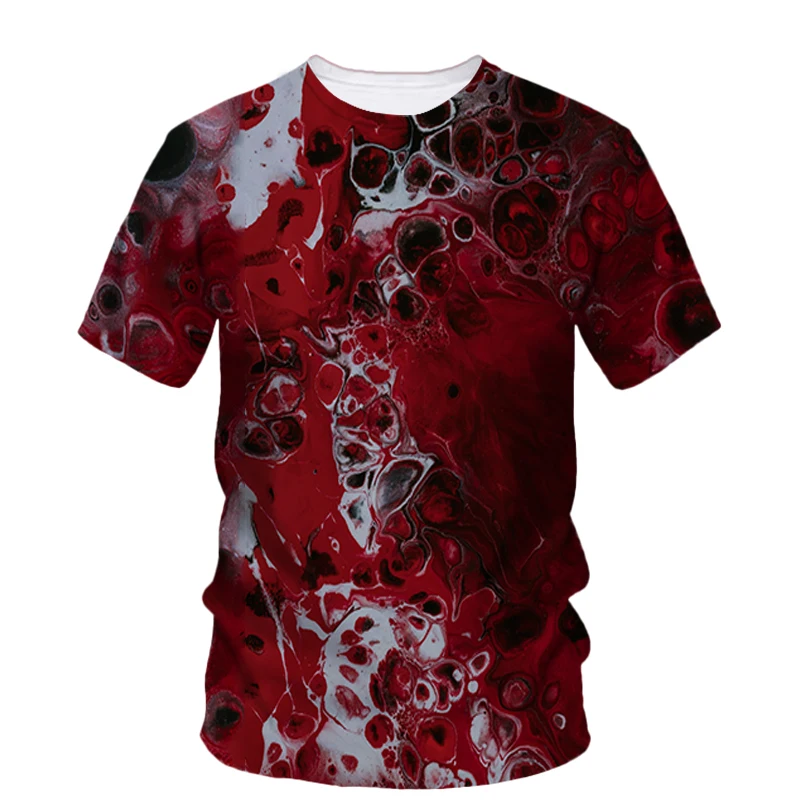 Horror Hip Hop Blood Print 3d Printed Summer Men\'s T-Shirt Short Sleeve Fashion Alternative Trend Loose Quality Crewneck Top