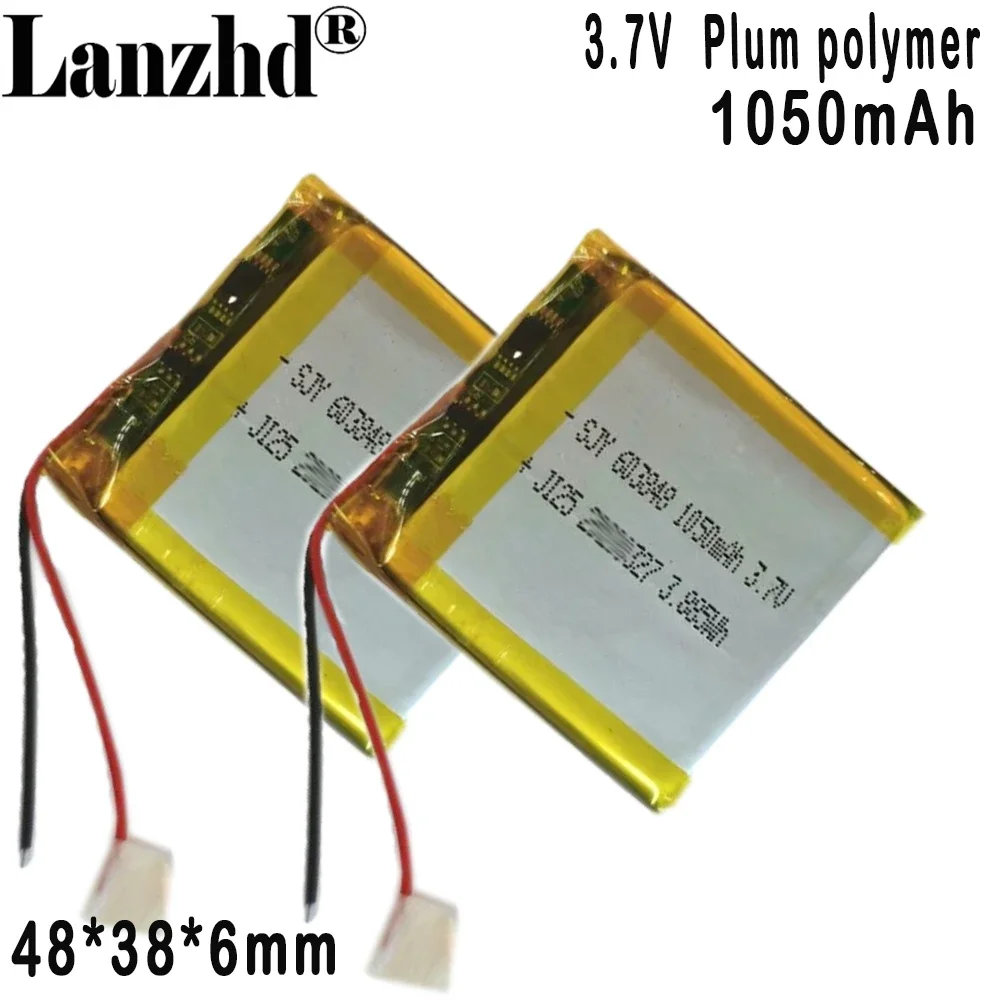 3.7V Plum polymer lithium Battery Rechargeable mobile phone built-in battery LED light fixture 604040 603848 1050mAh