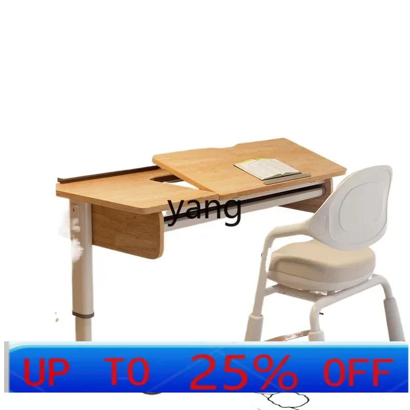 Lcx   solid wood study table eye protection household lifting writing table and chair set