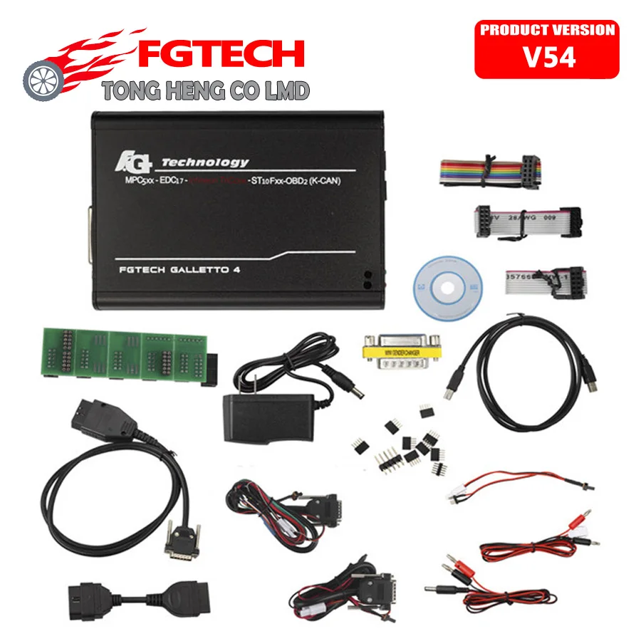 Qualità A+ FGTech Galletto 4 Master V54 Aggiungi funzione BDM Adattatori completi FG Tech V54 EOBD2 OBDK-CAN multilingue