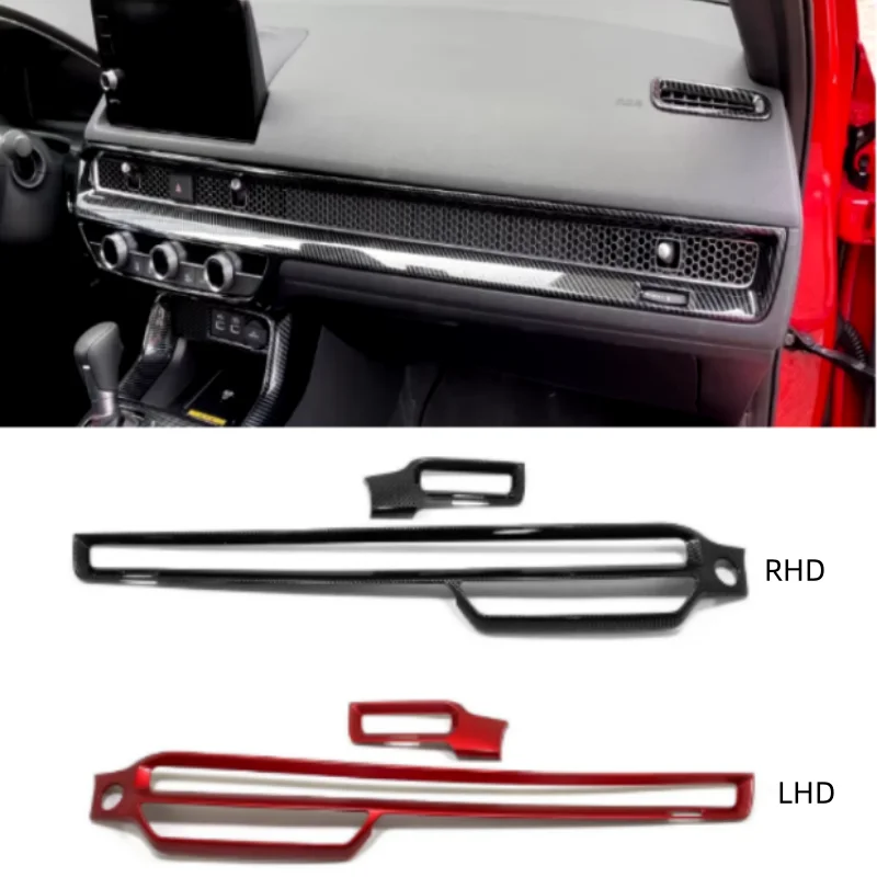 

For Honda 11th Gen Civic Accessories 2022-2024 Carbon Silver Red Car Central Console Panel Air Conditioner Outlet Garnis