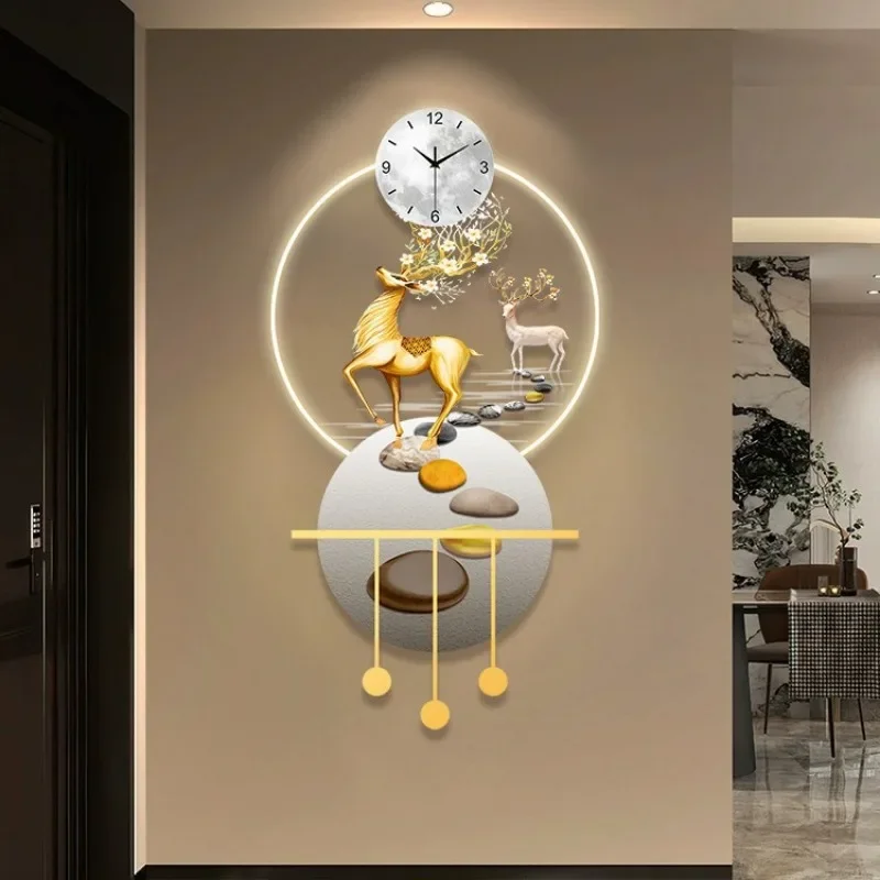 New Home Decor LED Ambient Light Wall Hanging Clock Living Room Decoration Painting Stereoscopic Art Hanging Clock