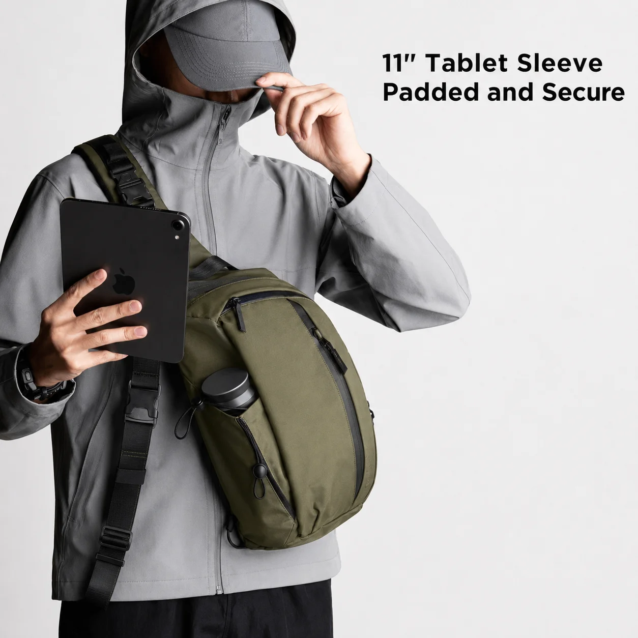 Men Sling Chest Bag Waterproof Crossbody Shoulder Backpack Anti Theft Travel Pack Fits 11 Inch Tablet for Outdoor Commute