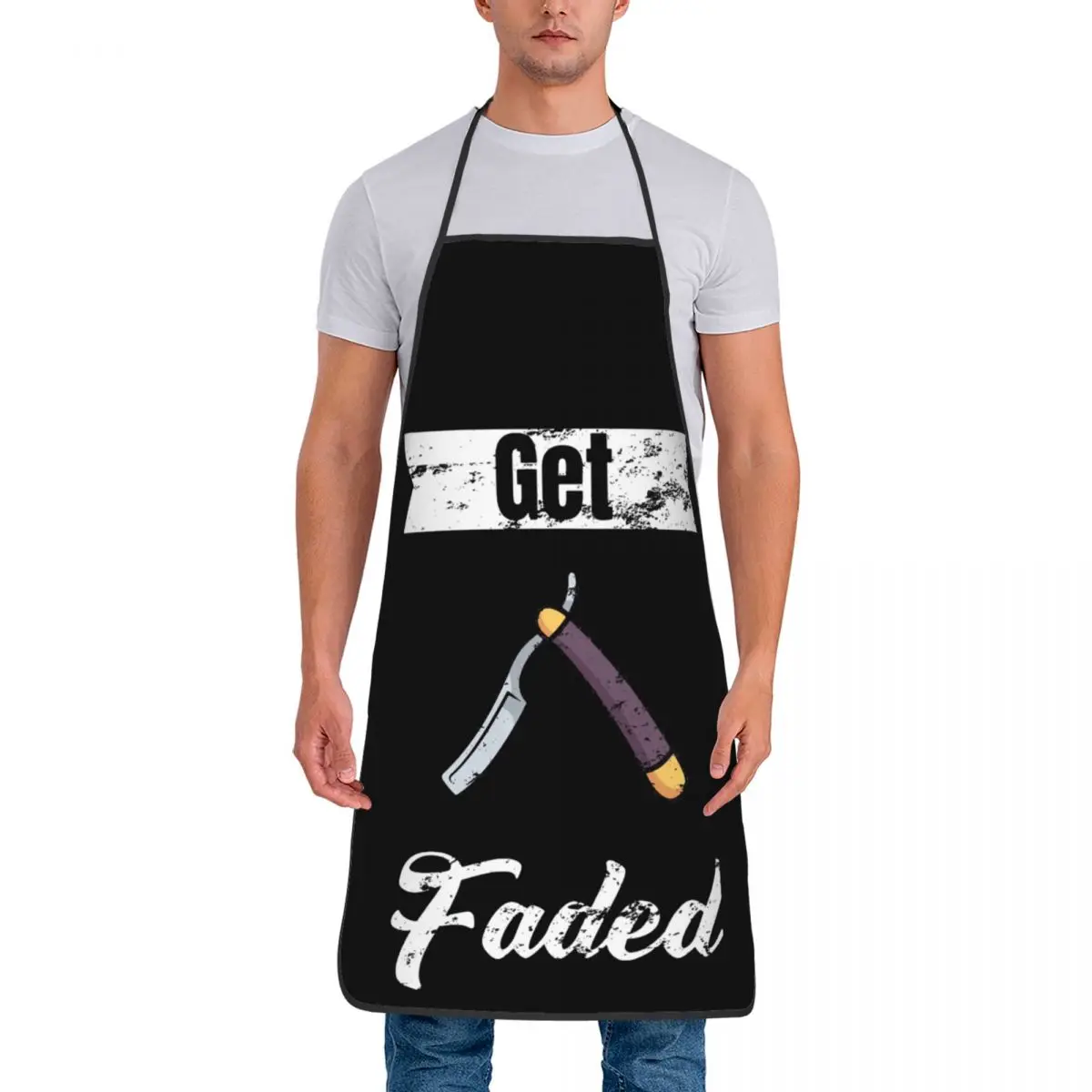 Custom Bib Get Faded Apron Adult Chef Cooking Kitchen Barber Hairdresser Fashion Trend Hairstyle Tablier Cuisine Baking