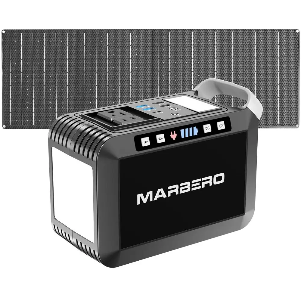 200W Portable Solar Power Station Kit 148Wh Lithium Generator with 40W Foldable Panel USB AC DC Ports Lightweight & High