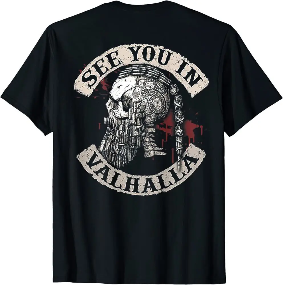 See You In Valhalla Skull Viking - On Back Print Tee T-Shirt Unisex T-shirts For Man Woman Short Summer Tees