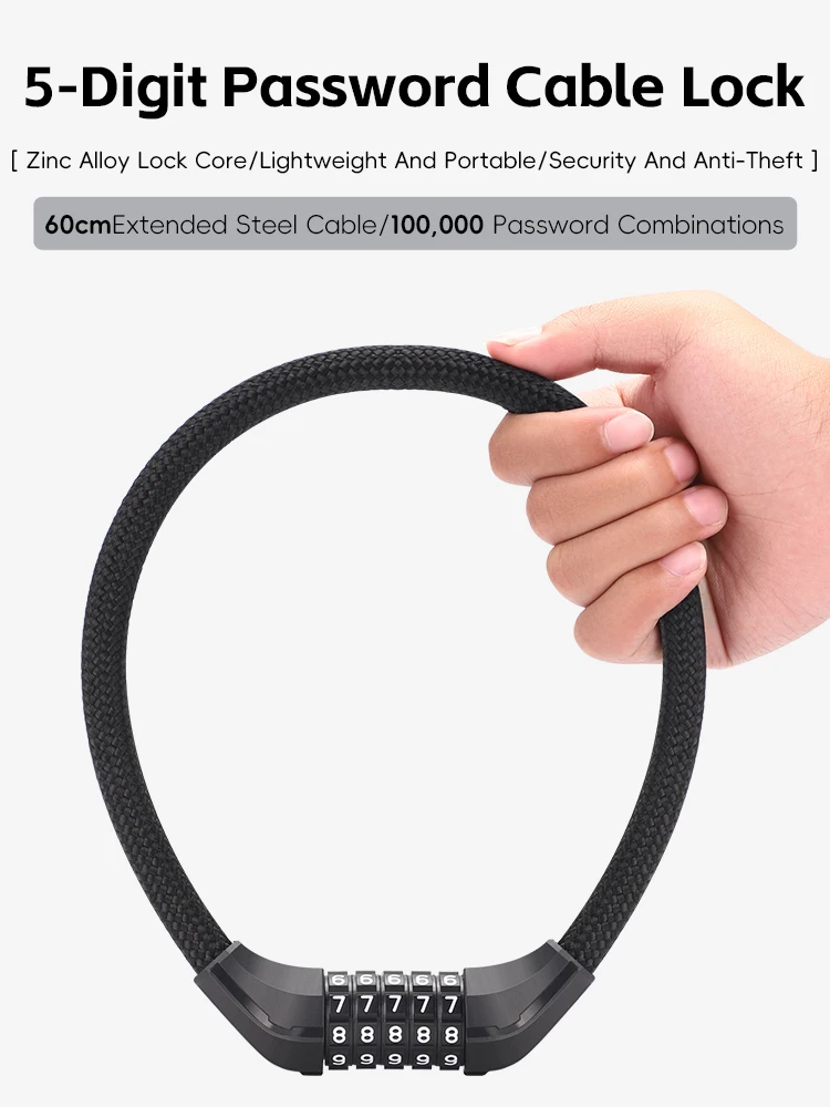 AliExpress West Biking WEST BIKING Anti-theft Bike Lock 5-Digit Password Steel Cable Lock Multicolor Portable Padlock 60cm MTB Road Bike Accessories