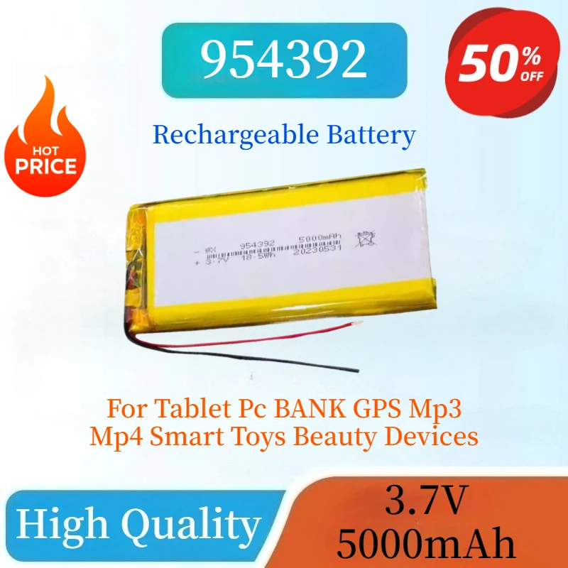 

Brand New 954392 3.7V 5000mAH Polymer Lithium Battery for Tablet Pc BANK GPS Mp3 Mp4 Smart Toys Beauty Devices