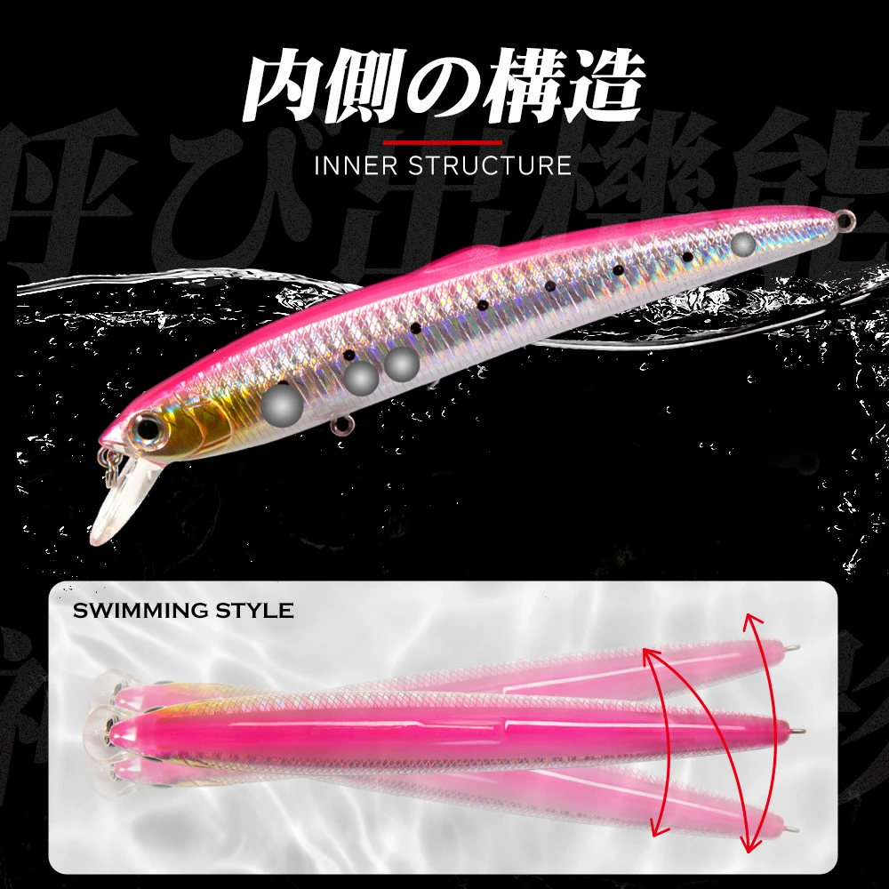 Hunthouse Saruna Minnow 90 & 125 & 147mm Leurre Flottant Wobbler Appât Jerkabit Leurre pour la Pêche Seabass Minnow Appât