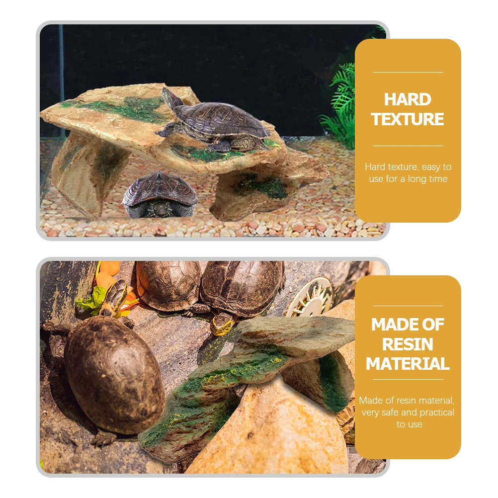 

Resin Turtle Basking Platform Reptile Rock Decor Natural Climbing Hideout Shelter for Bearded Dragon Gecko Tortoise Reptile