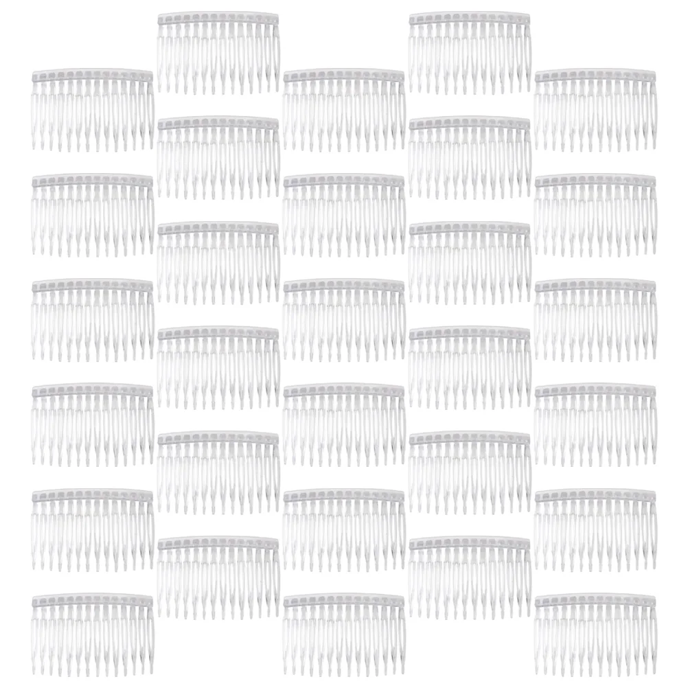 50 Pcs Transparent Insert Comb Fittings Girl Headpiece Headgear Womens Hair Accessories For Plastic Wedding Veil Combs Bride_voghion.com