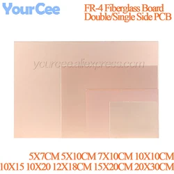 FR4 Fiberglass Single/Double Sided Copper Clad Prototype Board DIY Laminate Printed Circuit PCB Electronic Plate 5*7 15*20 20*30
