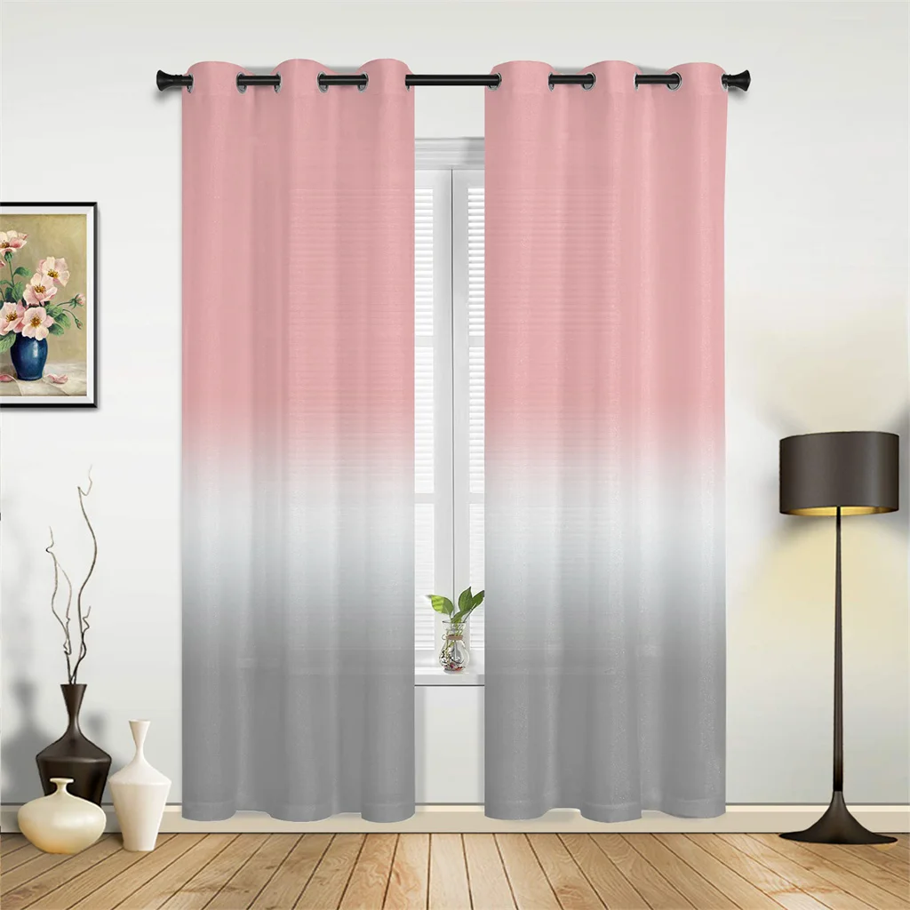 

French Window Curtains Pink Gray Gradient Pop Living Dining Room Kids Bedroom Screens Modern Luxury Home Decor Valance Curtains