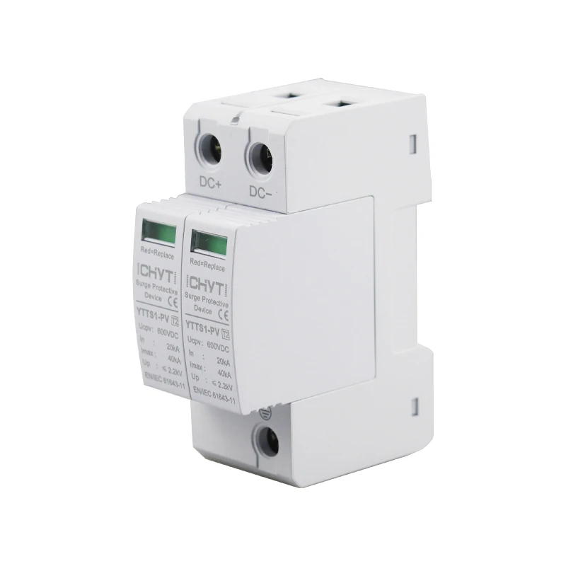 XIONGISOLAR YTTS1-PV 2P Solar PV Low Voltage Din Rail DC 600V 1000V 20KA-40KA Surge Arrester Lightning Protector SPD