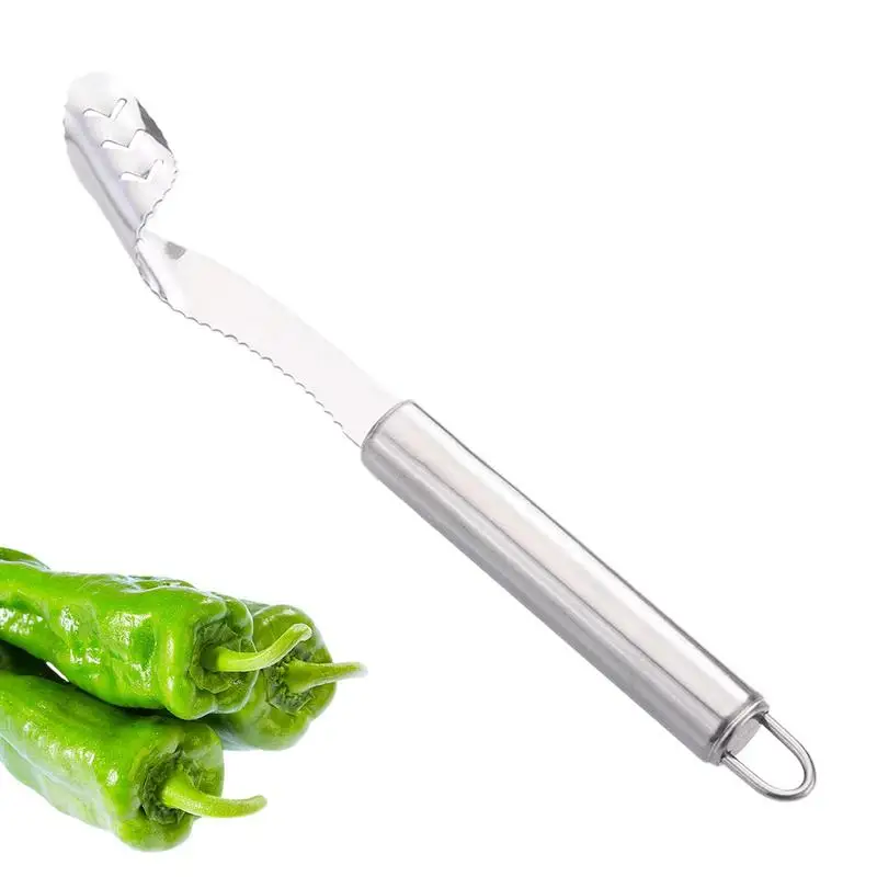 Pepper Core Remover Stainless Steel Food Grade Bell Pepper Corer Portable Household Fruit & Vegetable Corers For Roasting