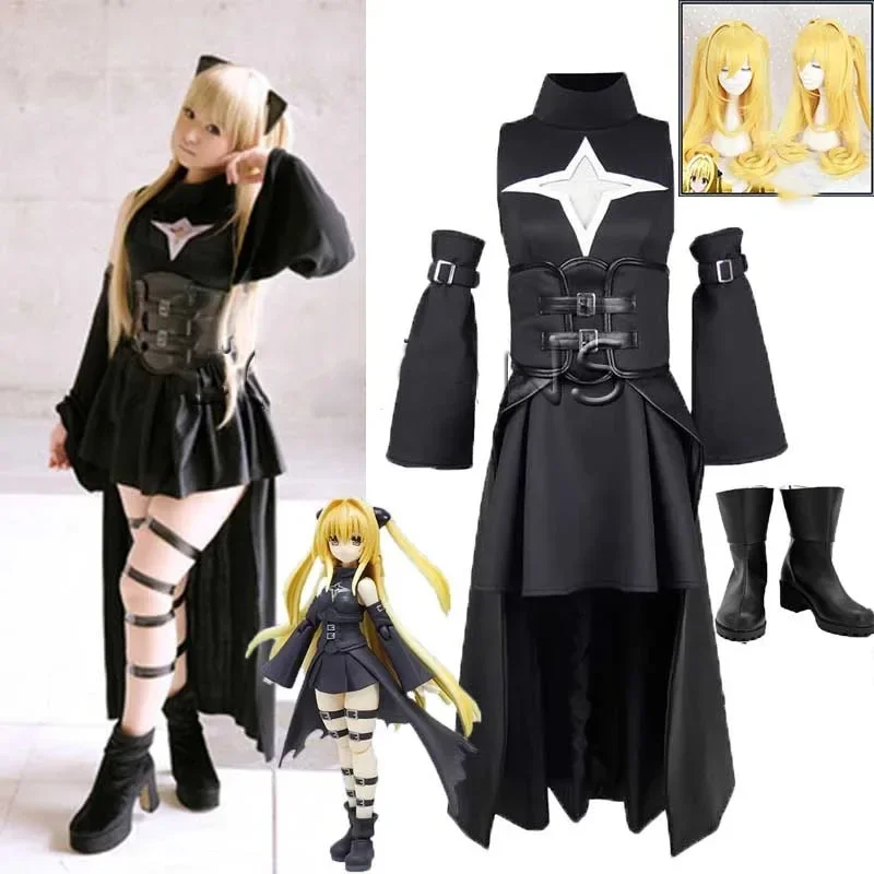 Disfraz de Anime a love-ru para mujer, uniforme de Konjiki no Yami, ropa con peluca para Halloween