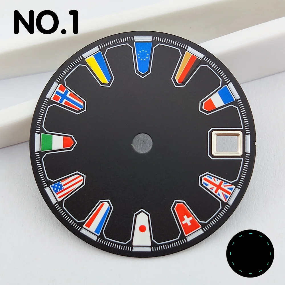 NH35 다이얼 28.5mm 다이얼 국기 다이얼 NH35/NH36 무브먼트 시계 부품 교체 부품 맞춤형 로고 지원