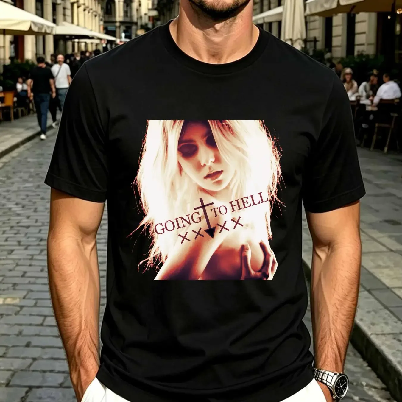 washed T Shirt The Pretty Reckless Going to Hell Cotton Black cute long or short sleeves vintage Washed graphic