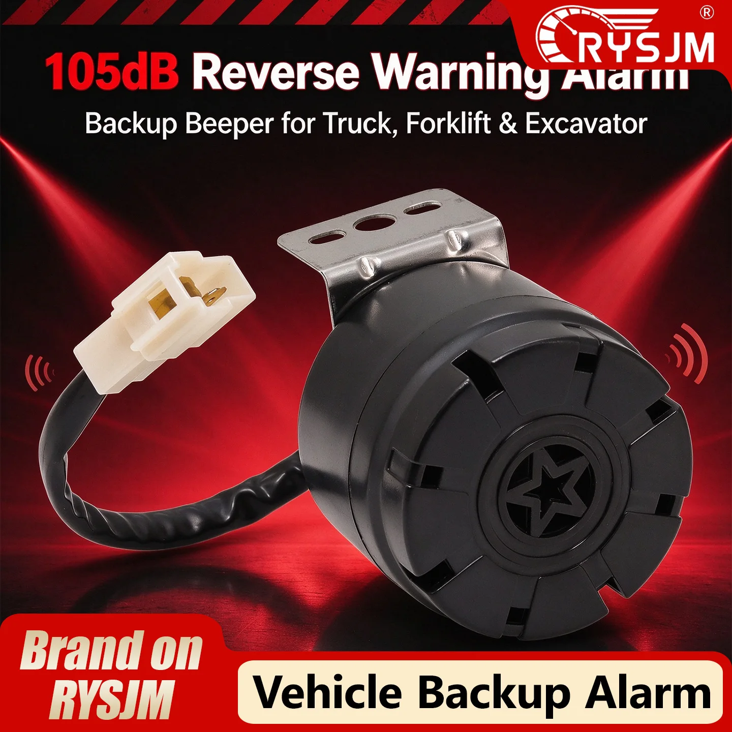 12V 24V 105dB Backup Alarm Reverse Warning Beeper Waterproof Reversing Buzzer with Plug for Truck Forklift Excavator Vehicles