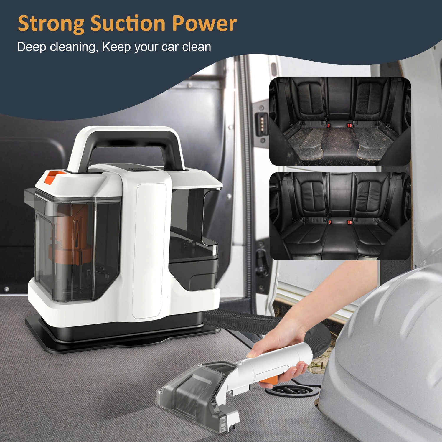 Portable Mini Vacuum Cleaner Dry Wet Steam Vapor Home Use Carpet Sofa Cleaner Car Detailing Handheld RV Water Filter Canister