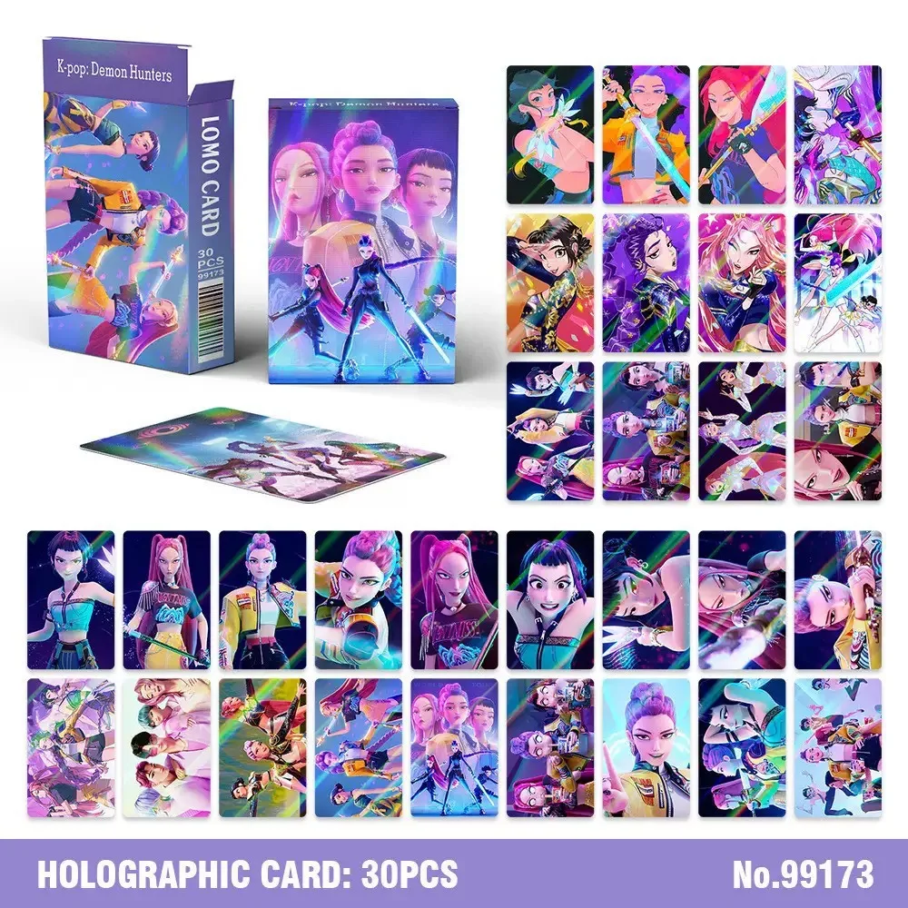 Nuevo Kpop Demon Hunters 30 tarjetas laser K-POP Witch Hunt serie de dicjos animados accesorios LOMO tarjetas بيكيناساس