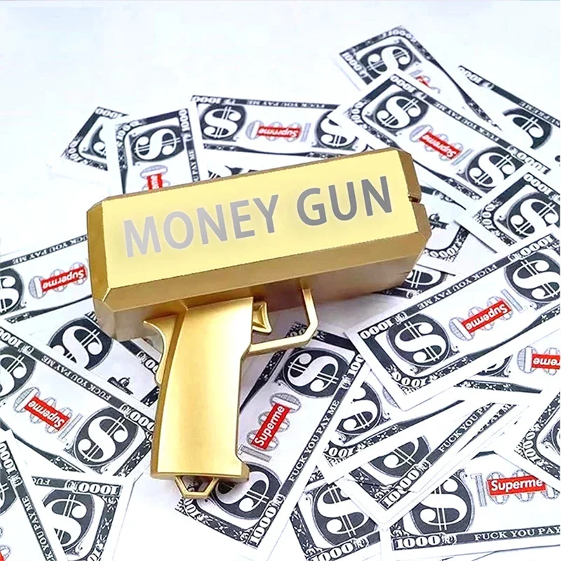 100 Stuks Cash Kanon Bankbiljet Super Geld Gun Shooter Speelgoed Voor Party Game Bruiloft Verjaardagsfeest Kerst