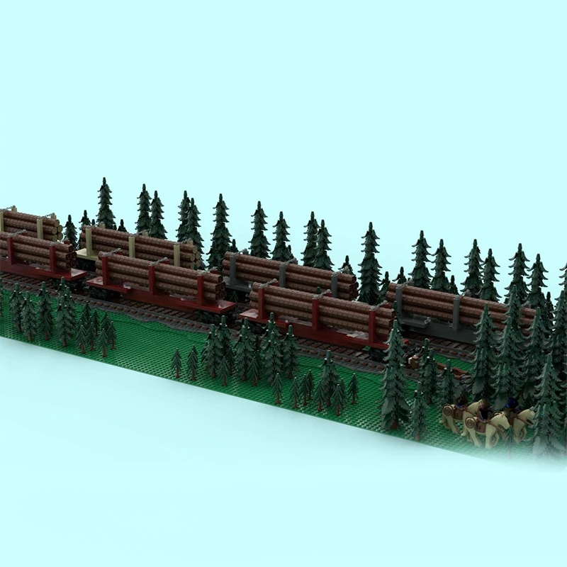 224pcs MOC Skeleton Log Train Car City Trains Model Building Blocks Architecture Festival Gift Idea Toy Education Brick