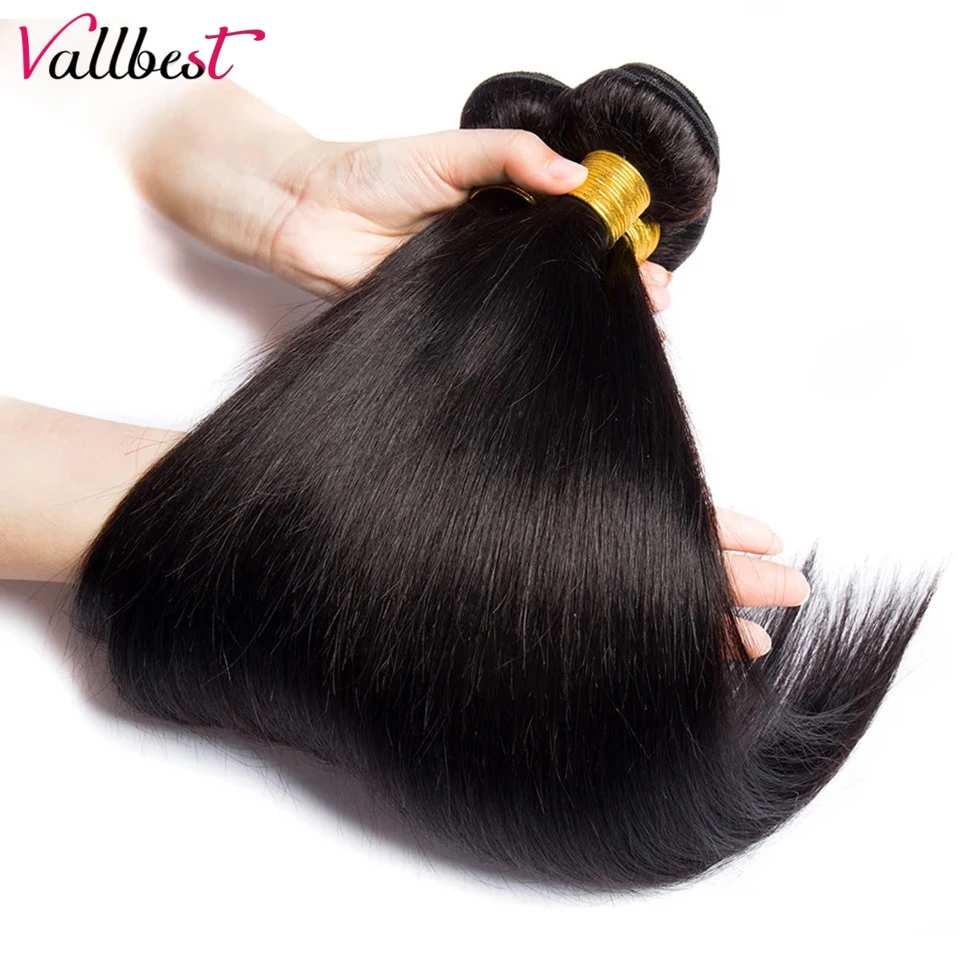 Vallbest Straight Bundles Human Hair Extensions 8-30 Inch Brazilian Hair Weave Bundles 1/3/4 PCs Straight Human Hair Bundles