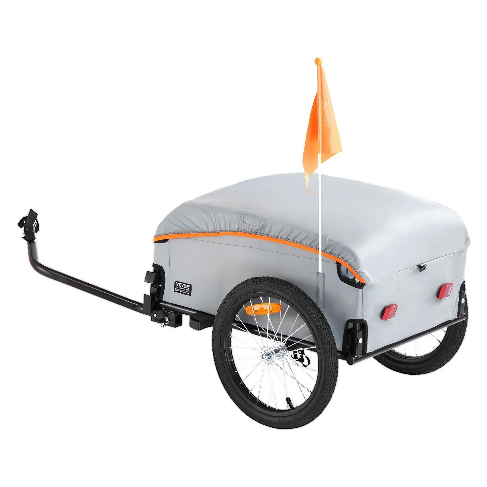 

100lb Utility Cargo Trailer, Bicycle-Attached Wagon, 16in Wheels, Quick Setup, All-Weather Protection Cover