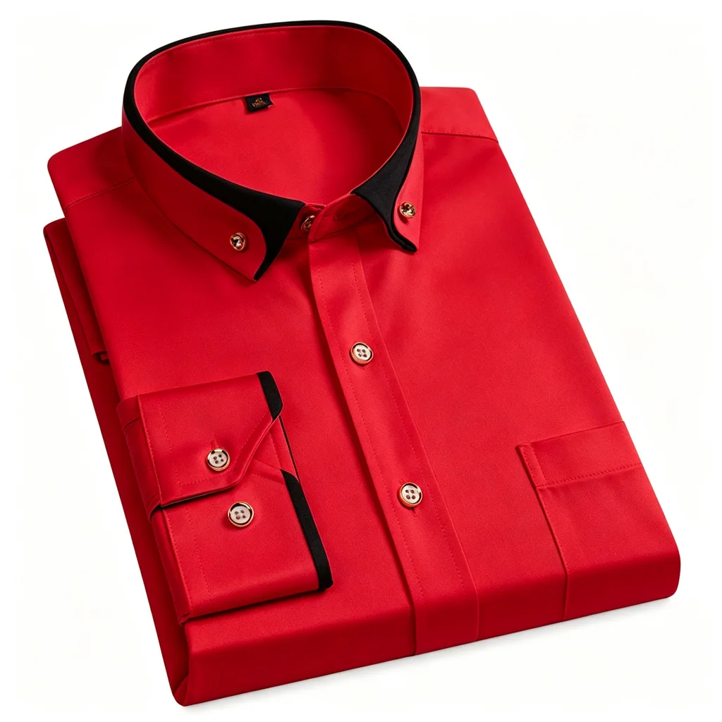 New Man Business Smart Dress Shirts Long Sleeve Patchwork Collar Spring Autumn Wrinkle Free Top Clothing Fashion Streetwear