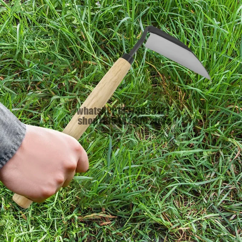 Weeding Sickle Wooden Handle Weed Remover Composite Steel Blade Bent Sickle Hand Hoe Sickle Garden Tool Cultivating