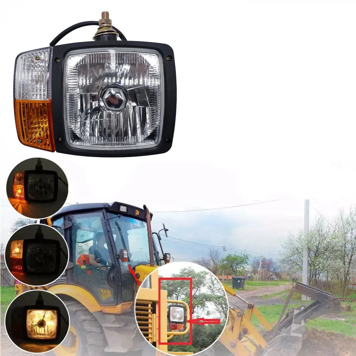 Lampu depan kerja indikator sinyal belok LED Universal, untuk truk traktor Trailer ekskavator sisi kiri