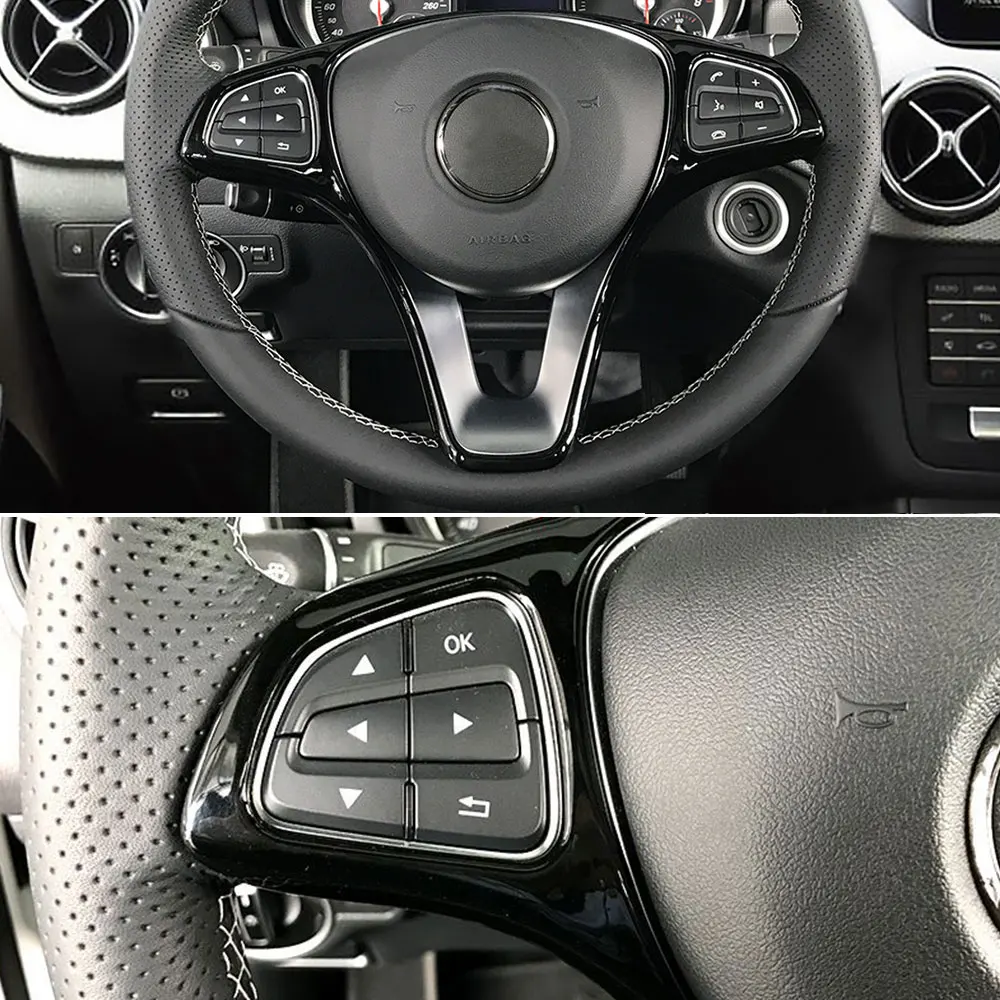 For Mercedes Benz A B C E GLA GLC CLA GLE GLS Class W246 W205 W213 X253 X156 Car Steering Wheel Cover Decoration Trim